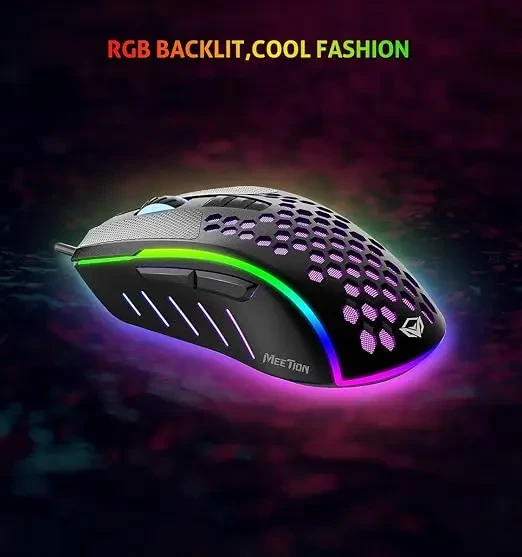 ماوس العاب بتصميم خلية نحل خفيف الوزن GM015 Meetion  RGB