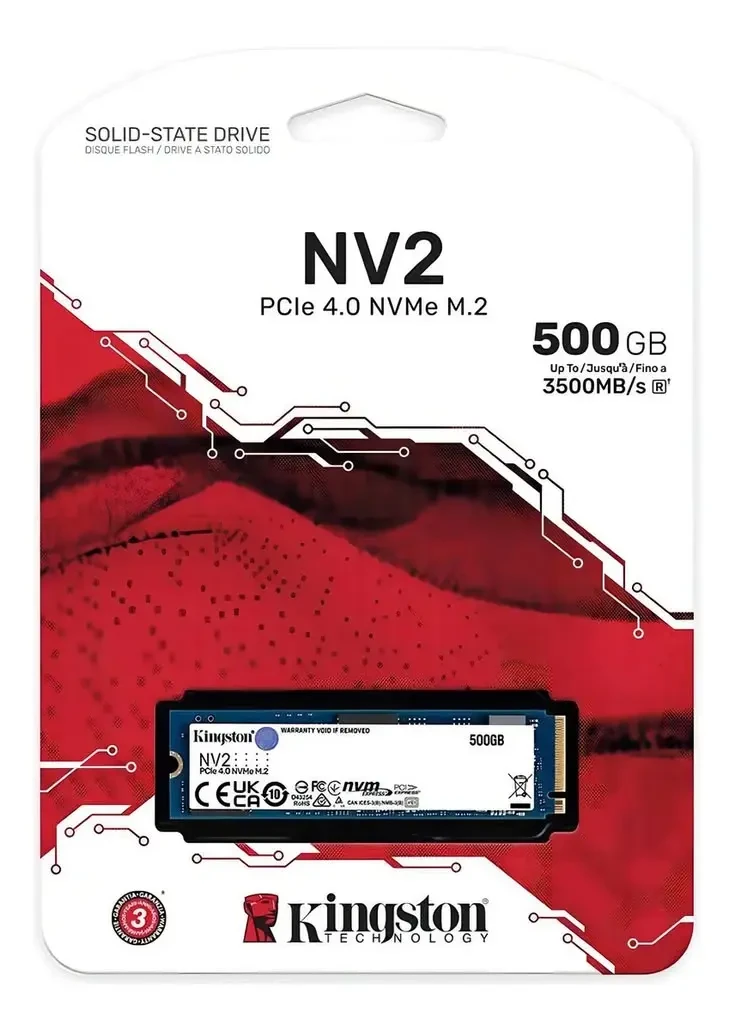 كينغستون NV2 SSD سعة 500GB NVMe PCIe 4.0 – M.2 2280، سرعة وأداء عاليان للتخزين والترقية