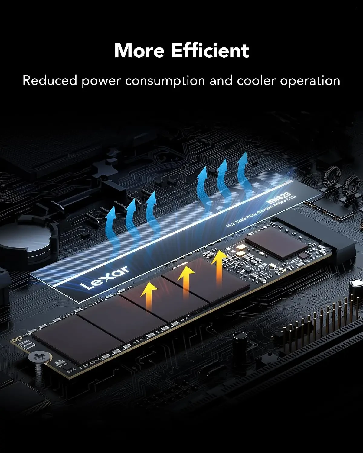 Lexar NM620 1TB SSD، M.2 2280 PCIe Gen3x4 NVMe 1.4 SSD داخلي، قراءة تصل إلى 3500 ميجابايت/ثانية، كتابة 3000 ميجابايت/ثانية، محرك أقراص الحالة الصلبة الداخلي NAND Flash ثلاثي الأبعاد