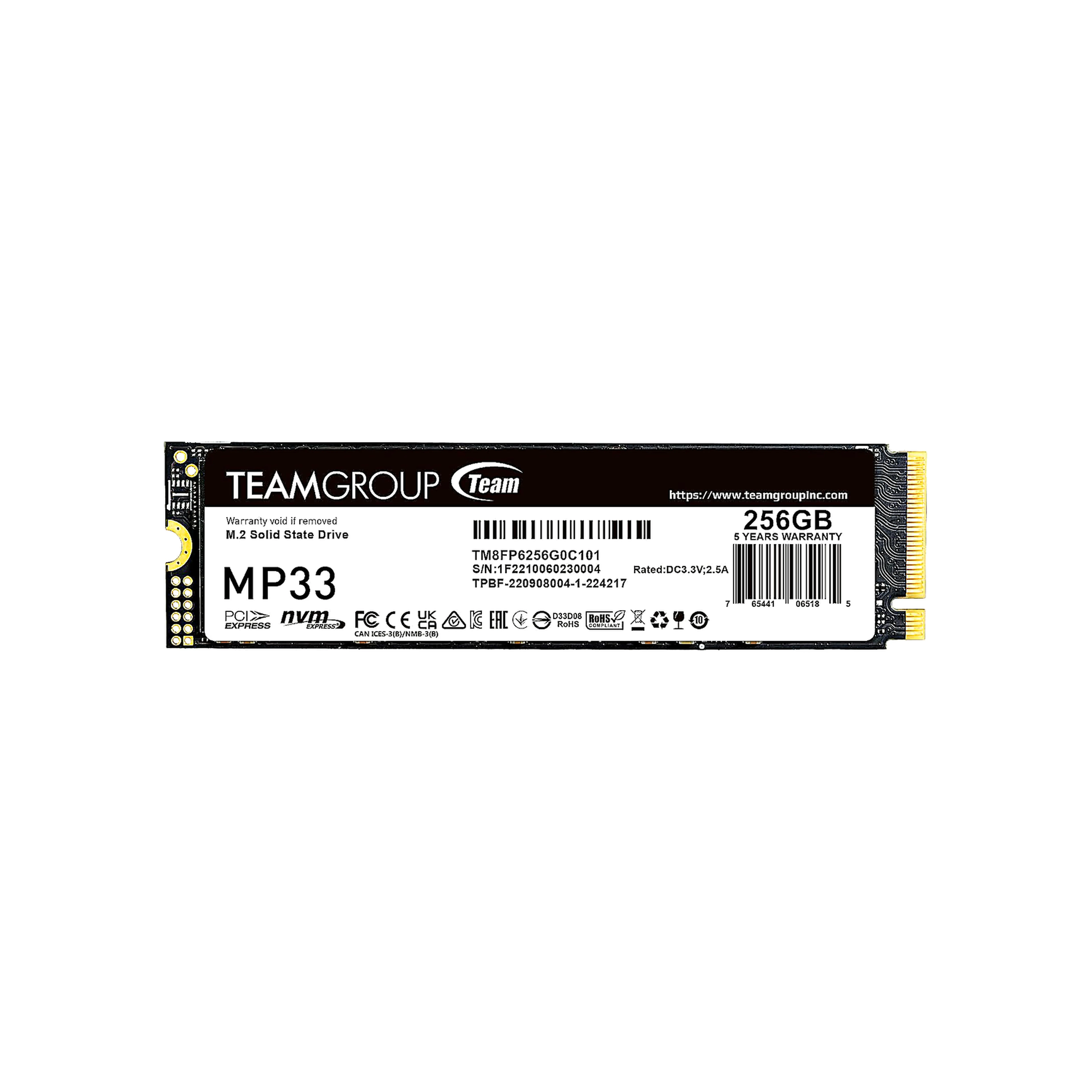 تيم جروب ذاكرة التخزين اس ال سي 256GB 3D ناند تي ال سي NVMe 1.3 PCIe الجيل 3x4 M.2 2280 SSD داخلي R/W سرعة تصل الى 1600/1000 ميجابايت/ثانية لابتوب وكمبيوتر مكتبي TM8FP6256G0C101