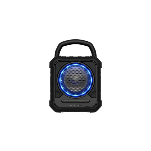 مكبر صوت KTX-1411 المحمول 4 إنش مع مقبض وإضاءة LED - أسود | KTX-1411 4 Inch Port